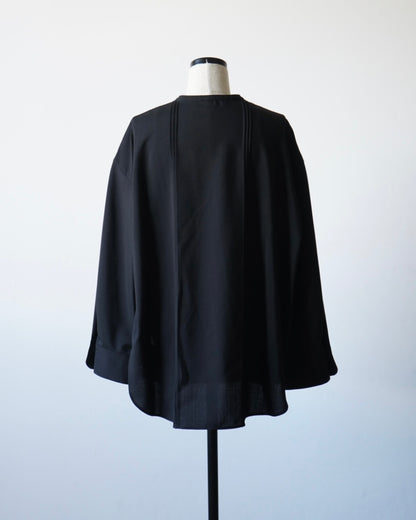 PIN TUCK STAND COLLAR BLOUSE