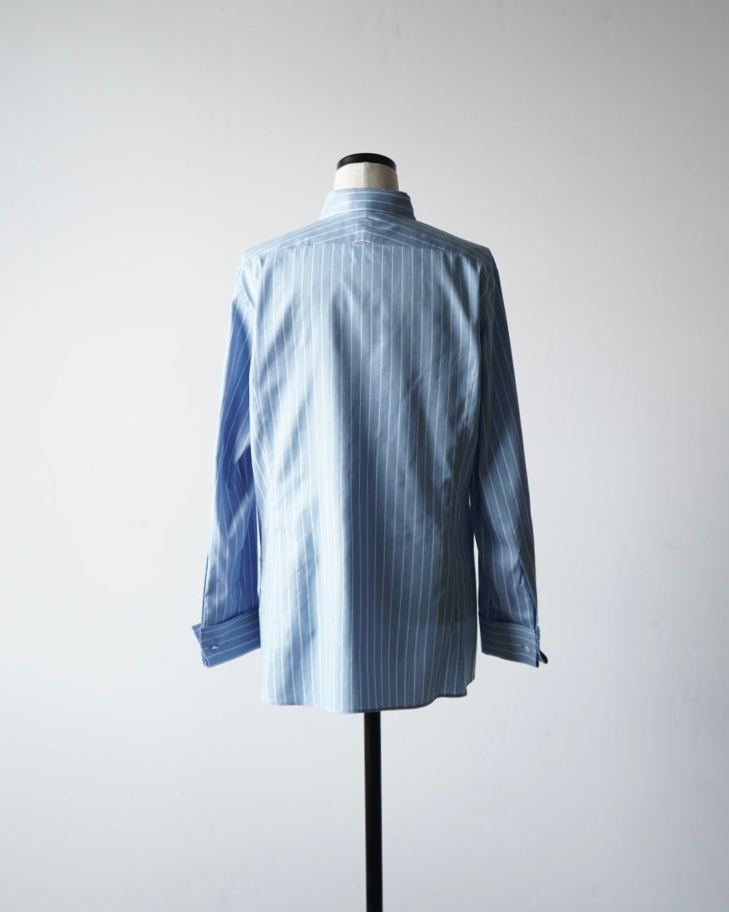 COTTON SILK STRIPE DOUBLE-CUFF SHIRT