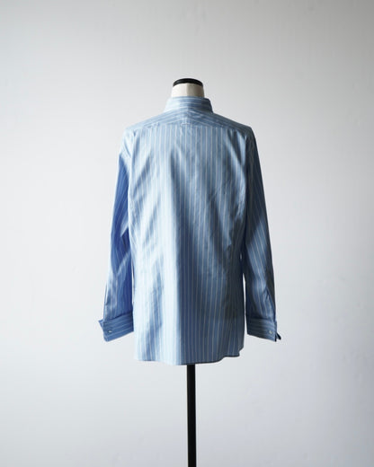 COTTON SILK STRIPE DOUBLE-CUFF SHIRT