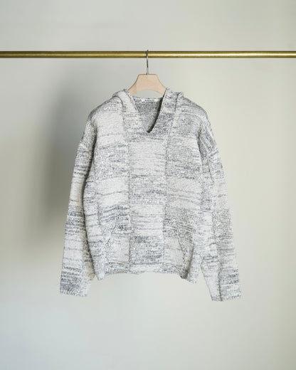 STRUCTURED COTTON LINEN PANEL KNIT P/O PARKA