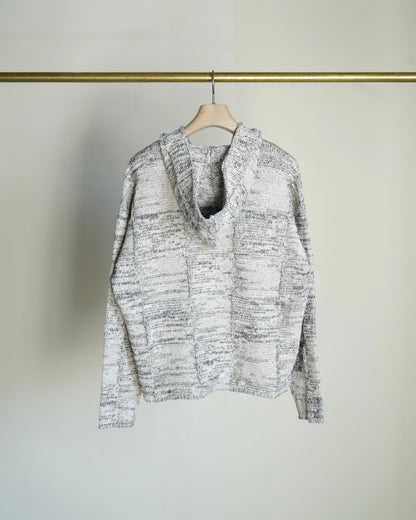 STRUCTURED COTTON LINEN PANEL KNIT P/O PARKA