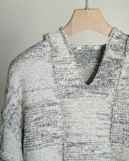 STRUCTURED COTTON LINEN PANEL KNIT P/O PARKA