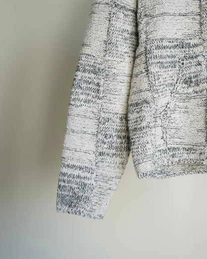STRUCTURED COTTON LINEN PANEL KNIT P/O PARKA