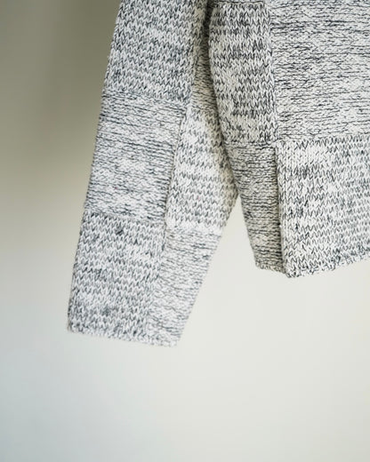 STRUCTURED COTTON LINEN PANEL KNIT BOAT NECK P/O