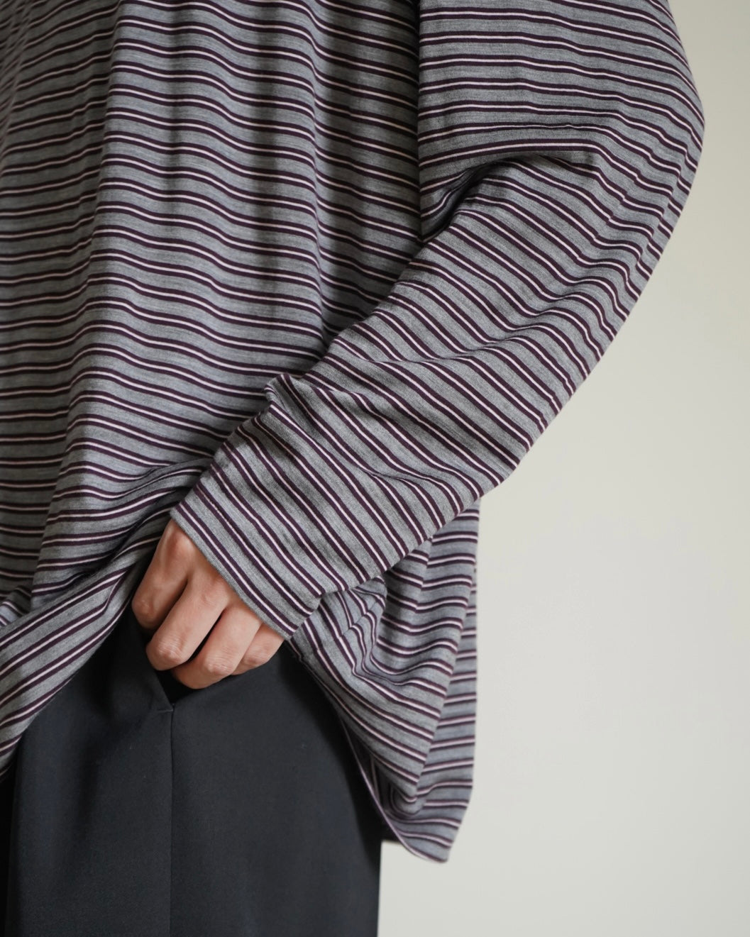 SOFT SMOOTH WOOL STRIPE JERSEY L/S TEE