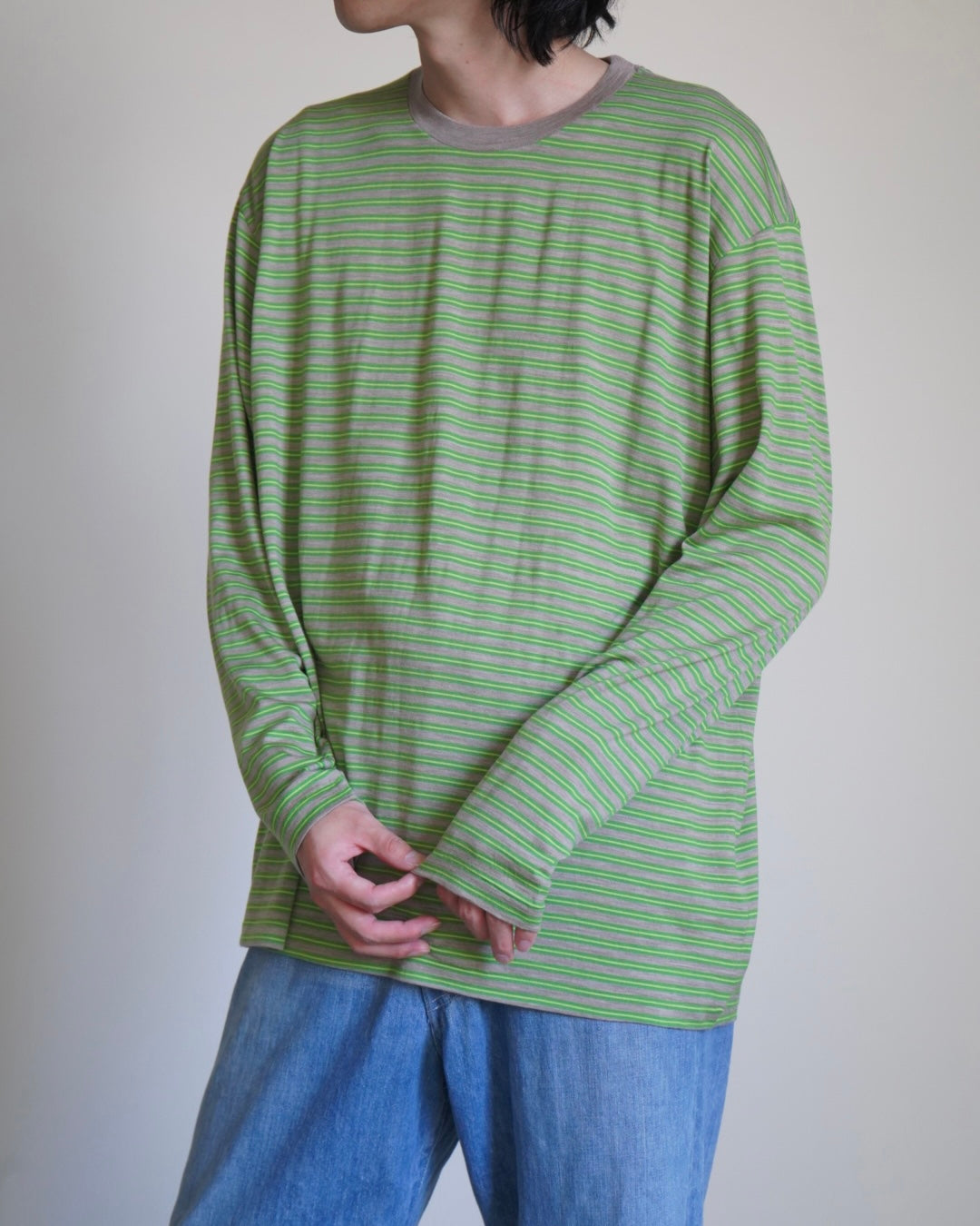 SOFT SMOOTH WOOL STRIPE JERSEY L/S TEE
