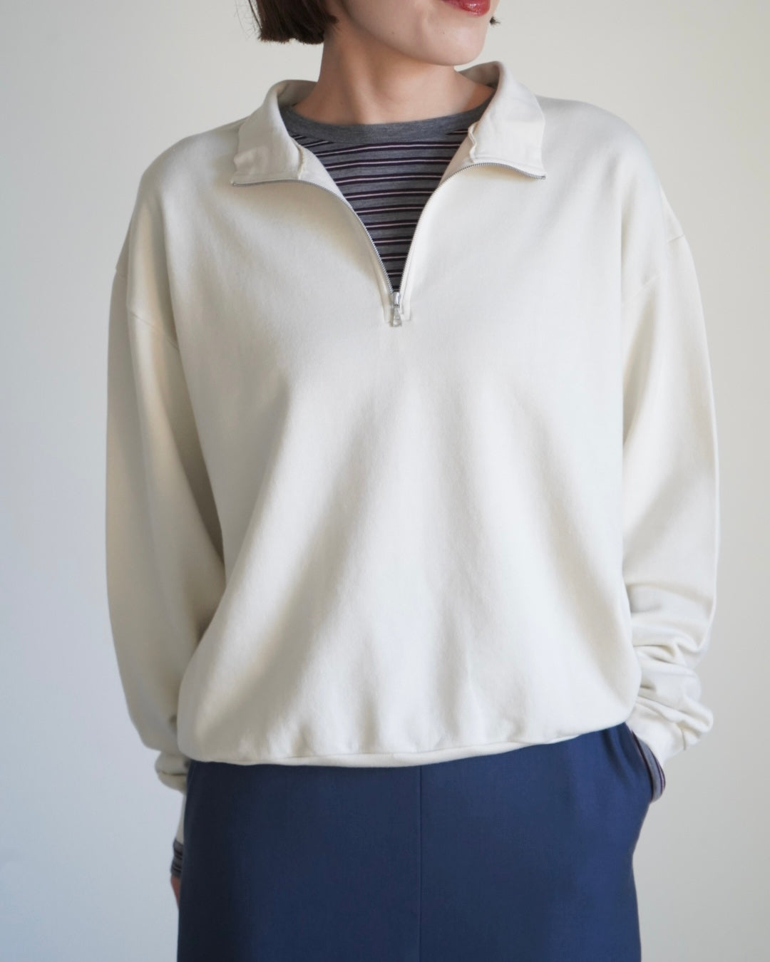 SUPER HIGH GAUGE SWEAT HALF ZIP P/O