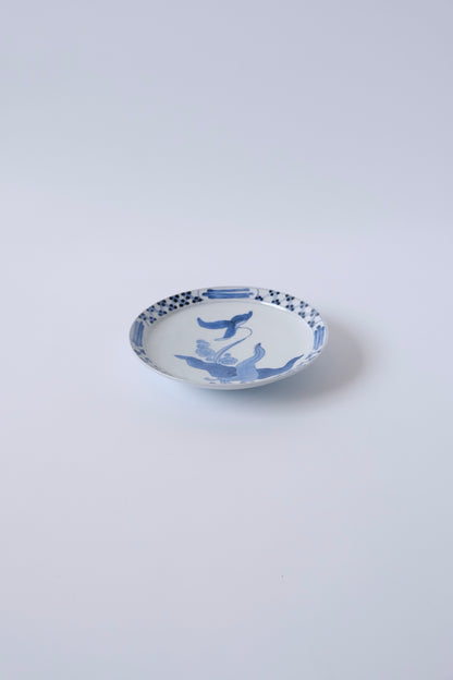 染付沢瀉6寸リム皿