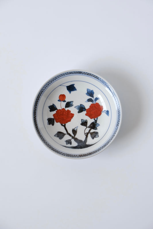 五彩花木5寸リム皿
