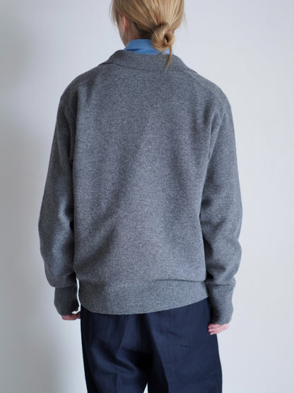 EXTRA FINE WOOL KNIT POLO LS