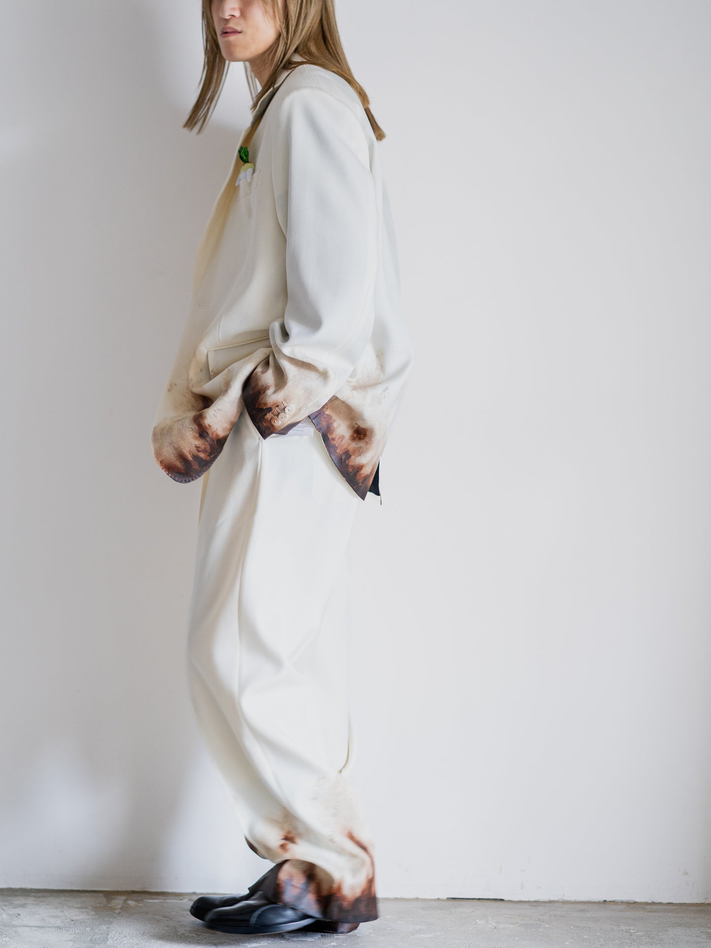 MUD-HAND-PAINTED TAILORED TROUSER