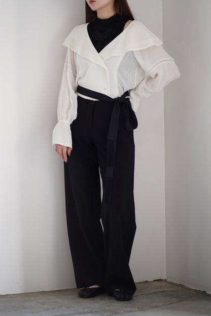 LACE JACQUARD SAILOR COLLAR BLOUSE