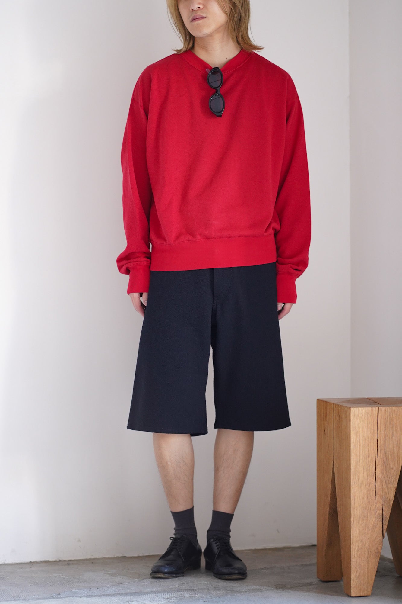 SILK NEP DENIM 5P WIDE SHORTS