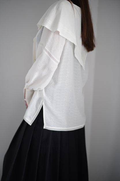 LACE JACQUARD SAILOR COLLAR BLOUSE
