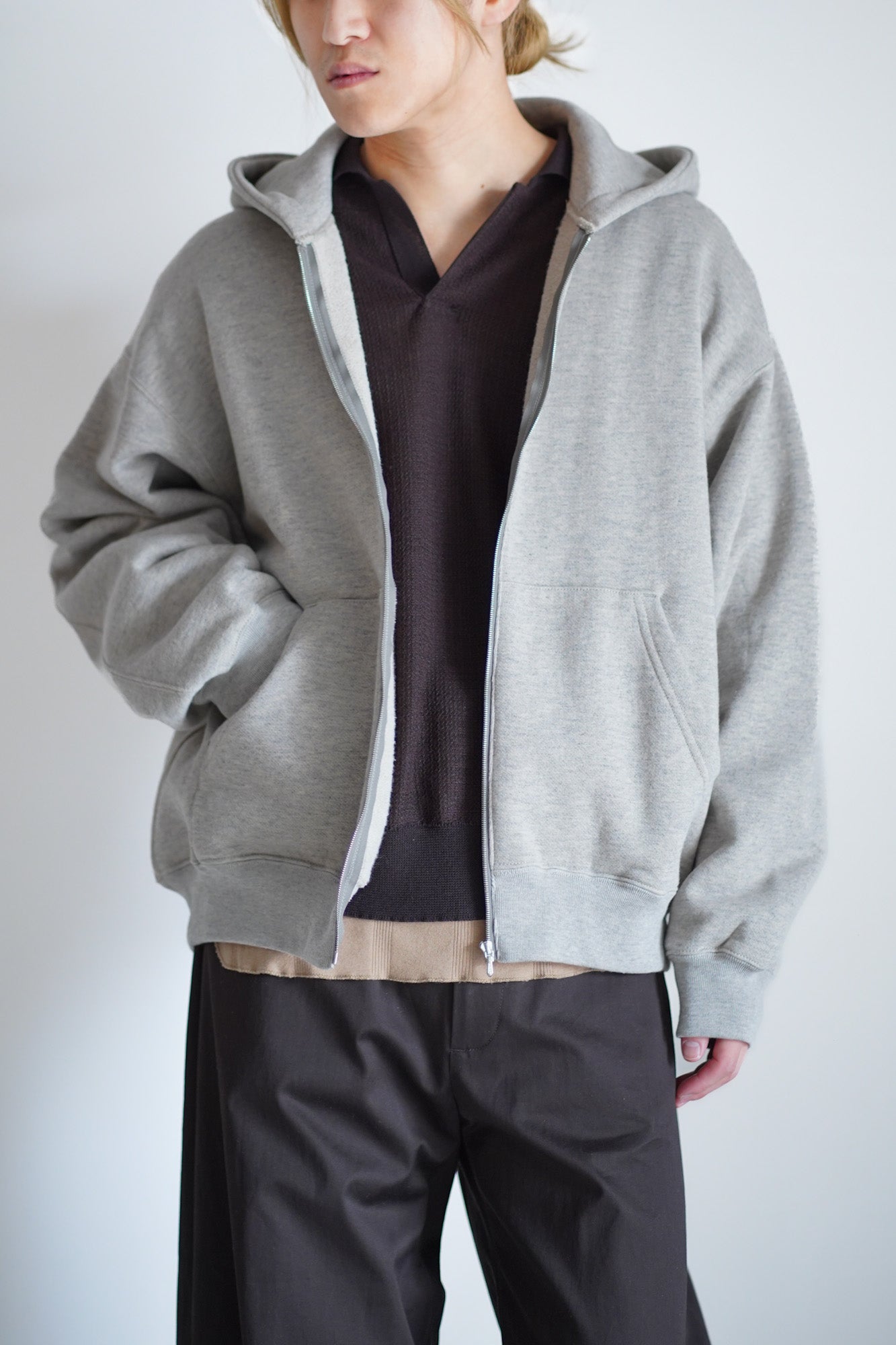 COTTON CASHMERE SWEAT ZIP HOODY