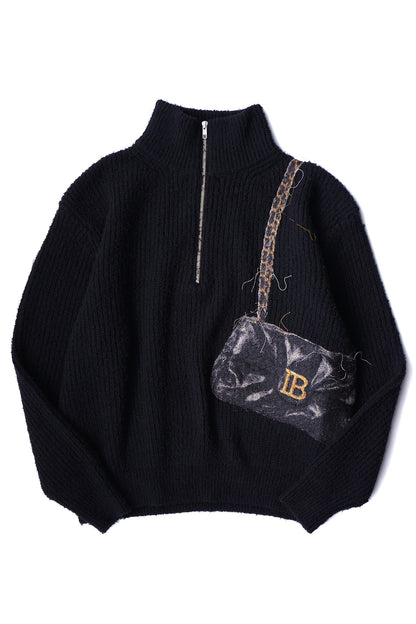 TROMPE L’OEIL EMBROIDERY HALF ZIP KNIT