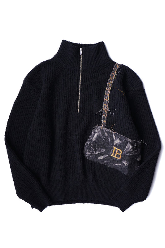TROMPE L’OEIL EMBROIDERY HALF ZIP KNIT