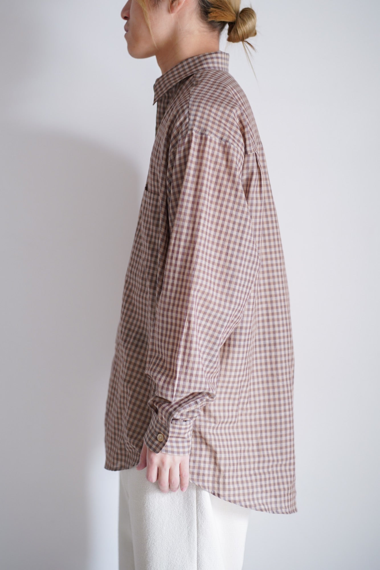 AIRY LIGHT COTTON CHECK BIG SHIRT