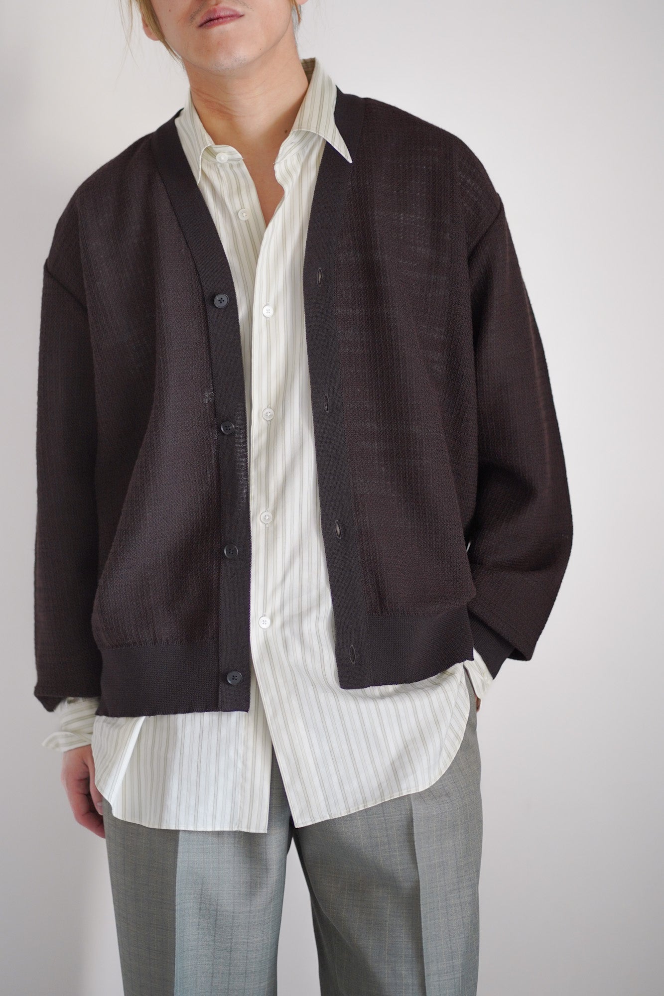 SLUB COTTON KNIT CARDIGAN