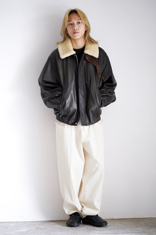 MOUTON COLLAR CALF ZIP JACKET