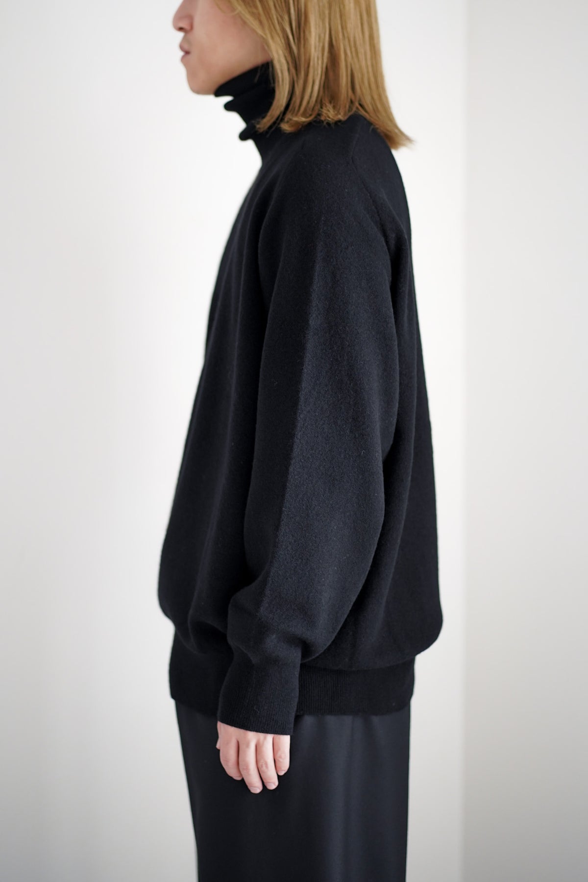 EXTRA FINE WOOL KNIT TURTLE NECK LS