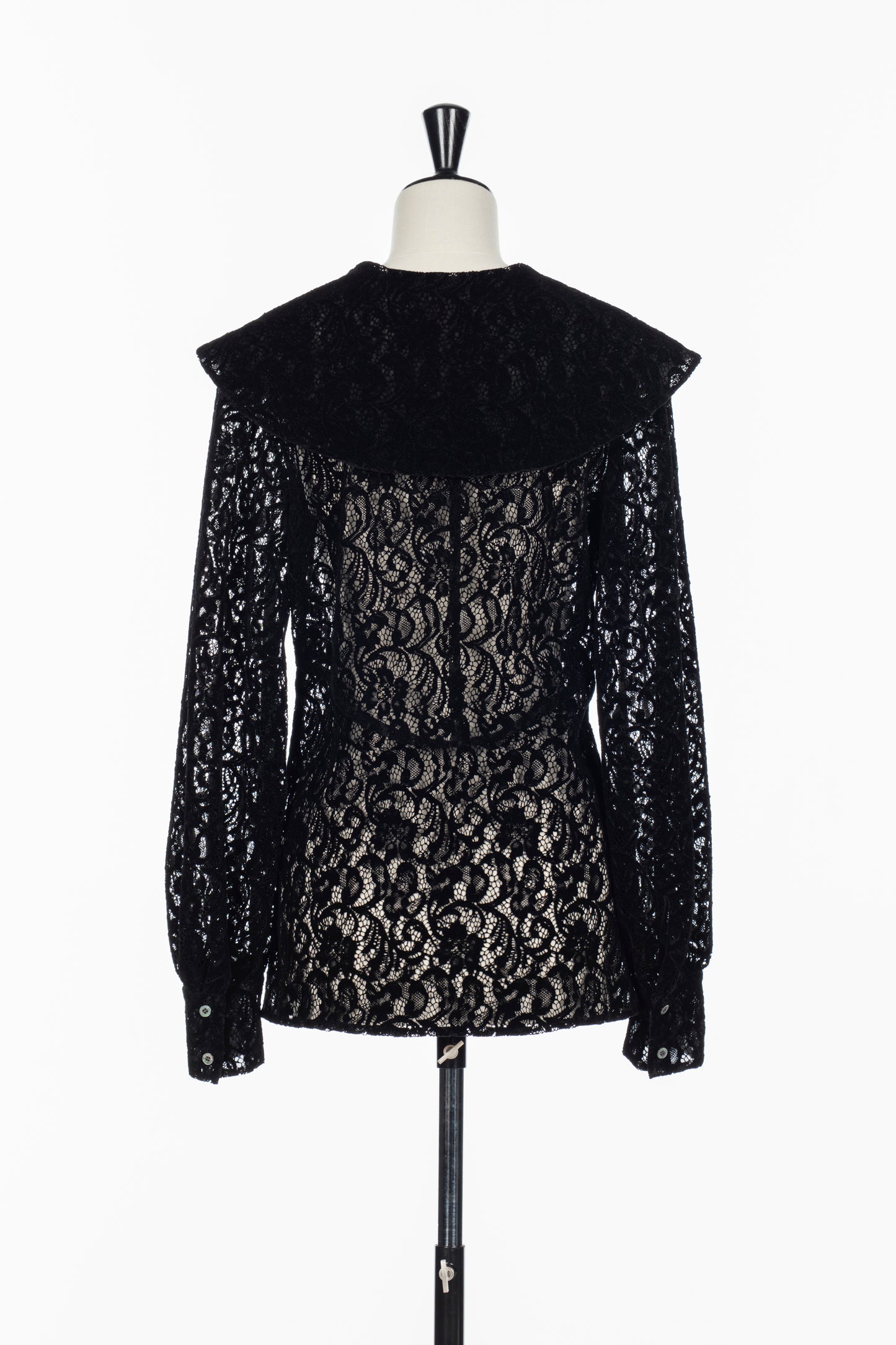 FLOCKED LACE SAILOR COLLAR BLOUSE
