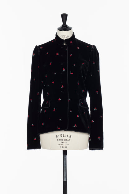 ROSE EMBROIDERED VELVET JACKET