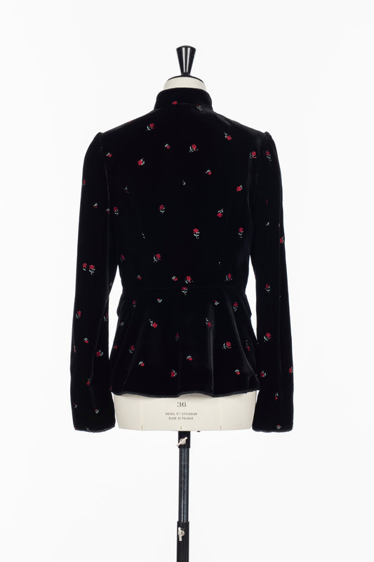 ROSE EMBROIDERED VELVET JACKET