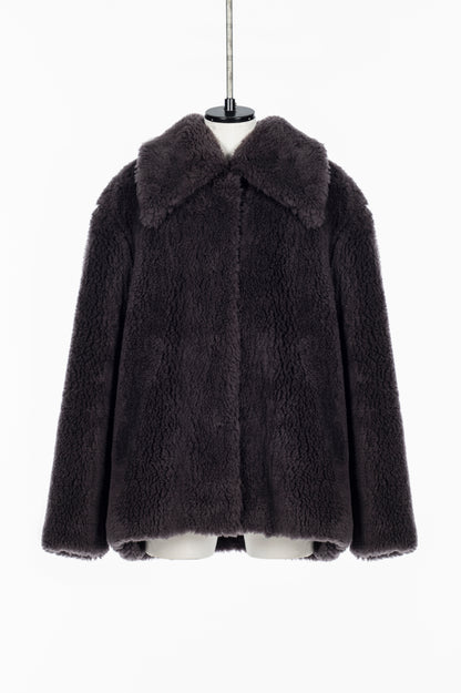 WOOL BOA WIDE COLLAR COAT
