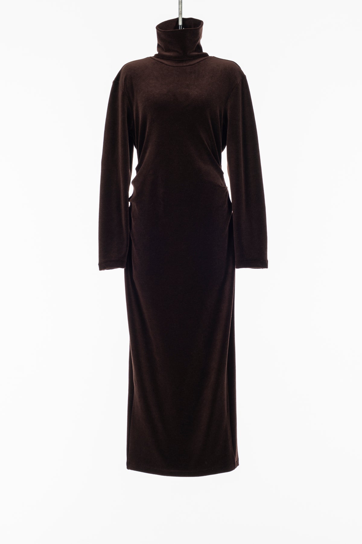 WOOL VELOUR DRAPED FIT DRESS