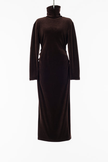 WOOL VELOUR DRAPED FIT DRESS