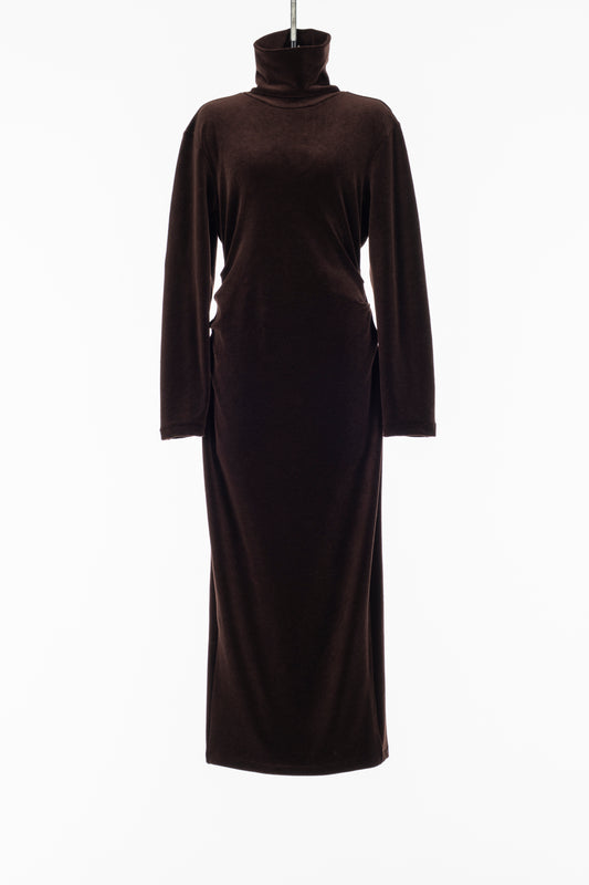 WOOL VELOUR DRAPED FIT DRESS
