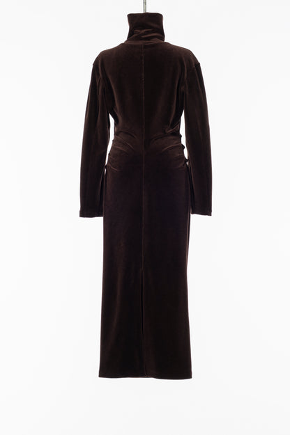 WOOL VELOUR DRAPED FIT DRESS