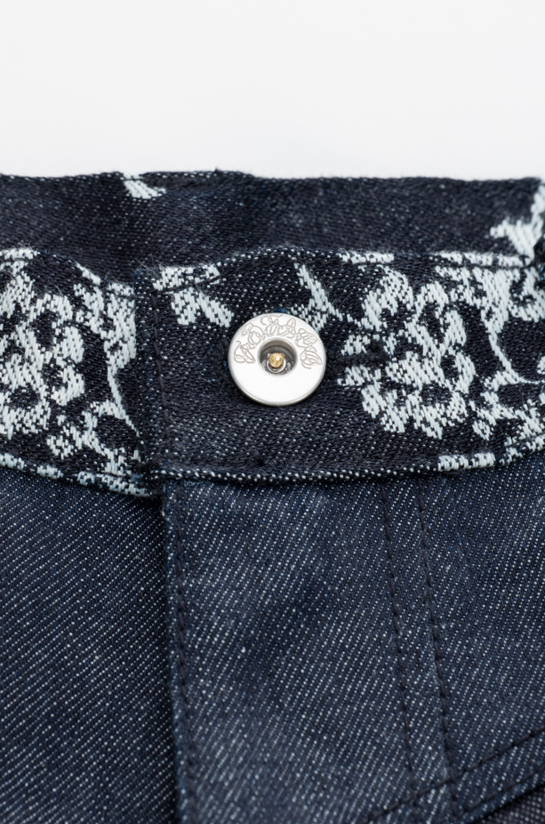 LACE-JACQUARD DENIM STRAIGHT JEANS