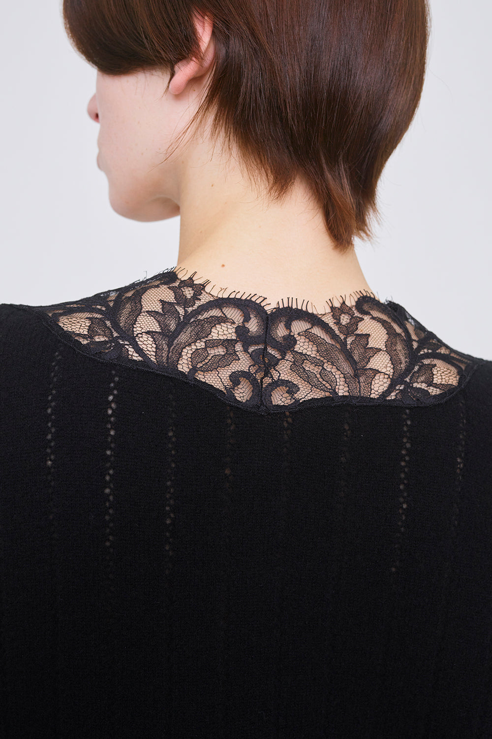 OVERSIZED HAIRY LACE PANELED KNIT CARDIGAN
