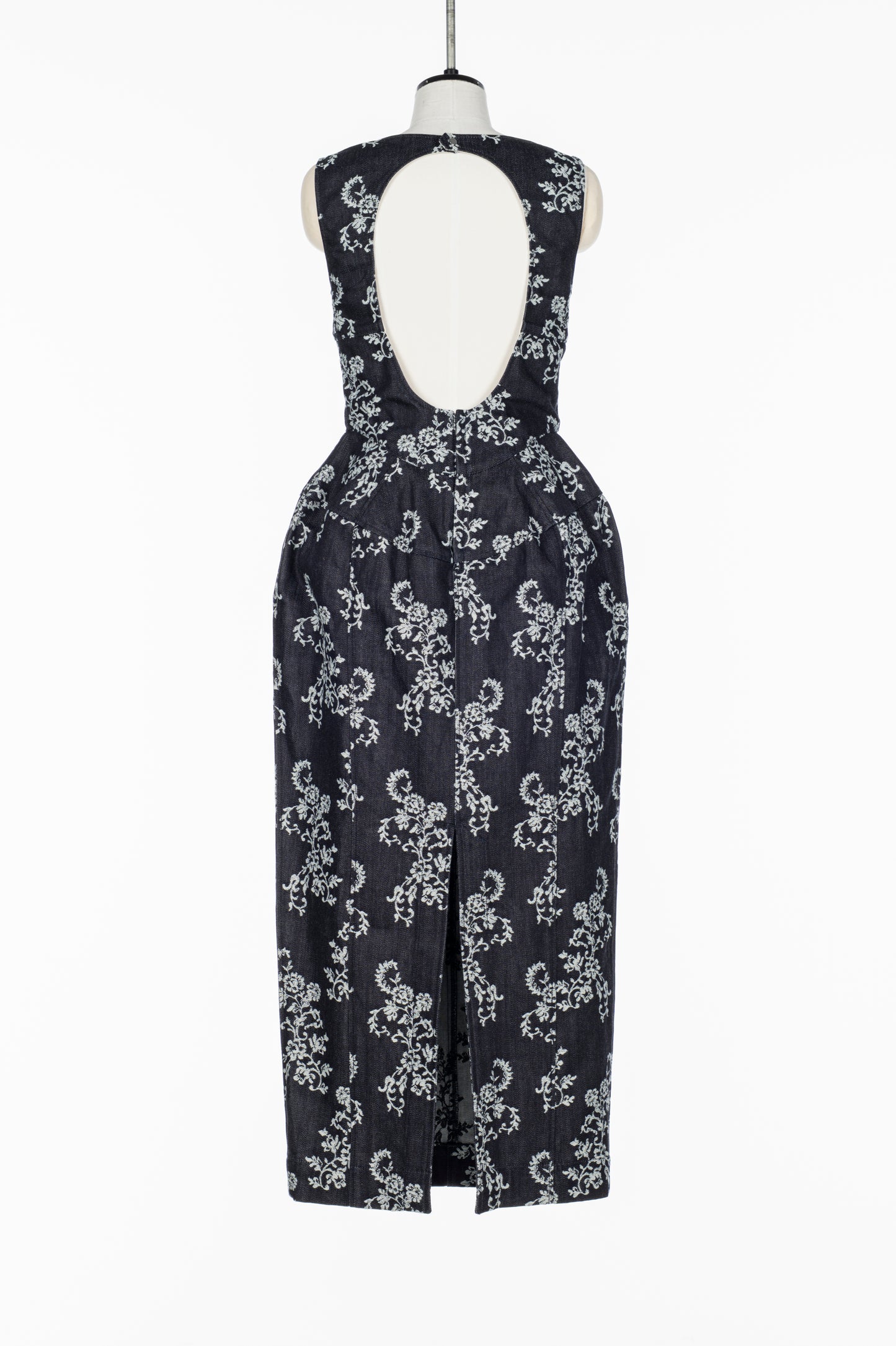 LACE-JACQUARD DENIM CURVY DRESS