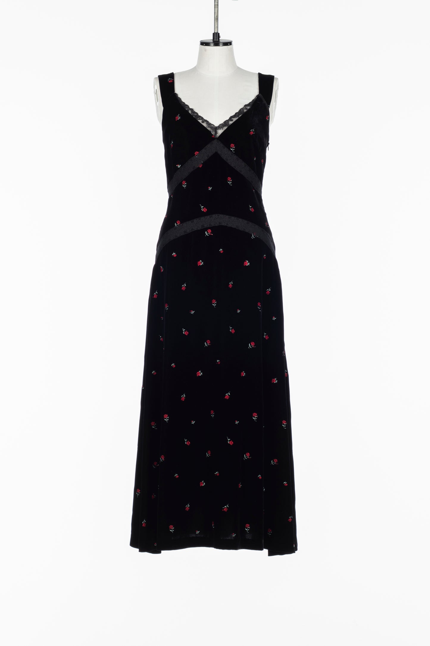 ROSE EMBROIDERED VELVET DRESS