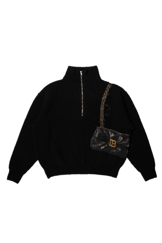 TROMPE L’OEIL EMBROIDERY HALF ZIP KNIT