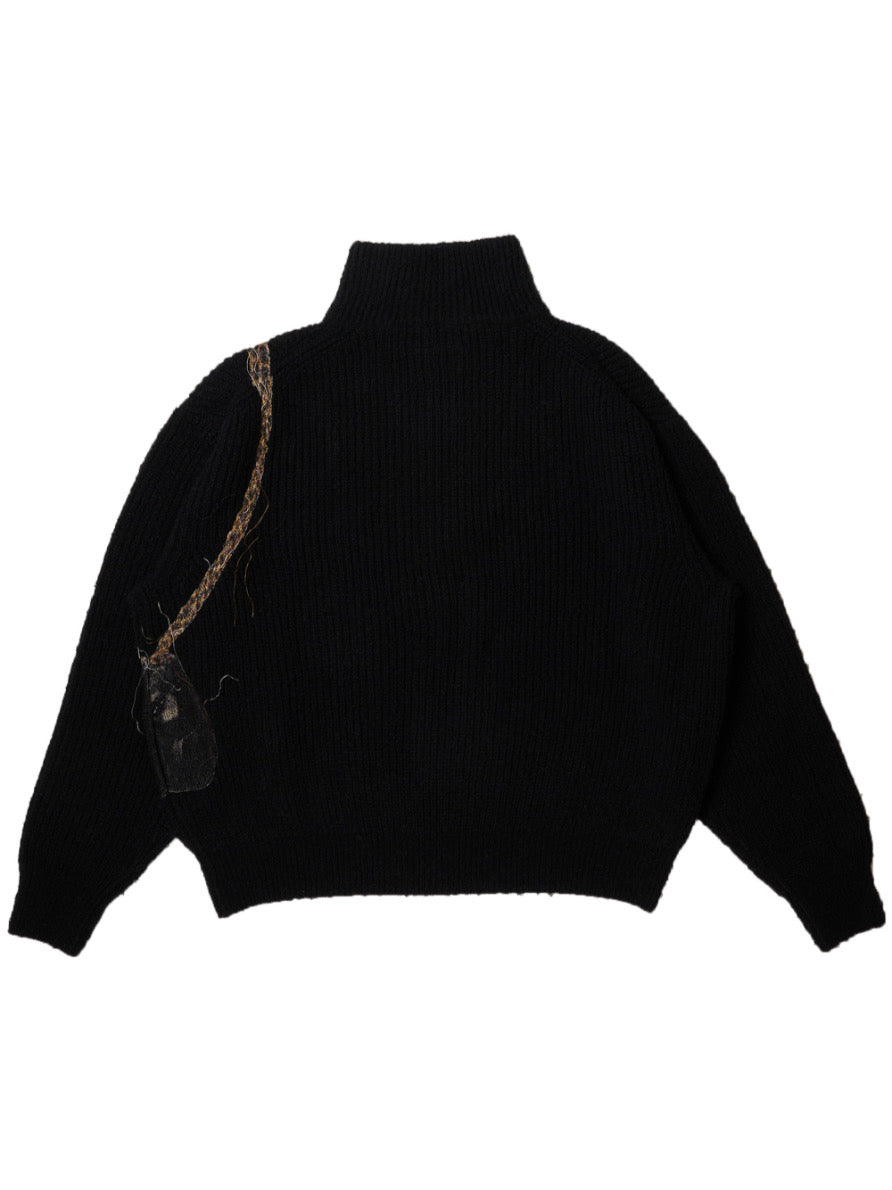 TROMPE L’OEIL EMBROIDERY HALF ZIP KNIT