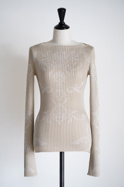 DAMASK PATTERN RIB KNIT TOP