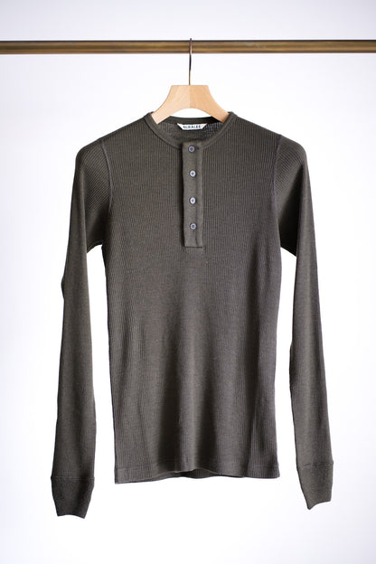 WOOL SILK SOFT RIB HENLEY