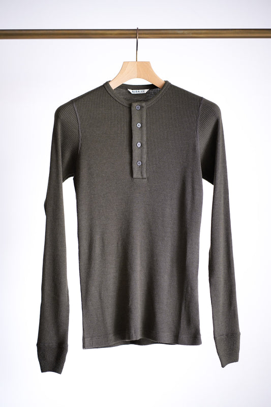 WOOL SILK SOFT RIB HENLEY