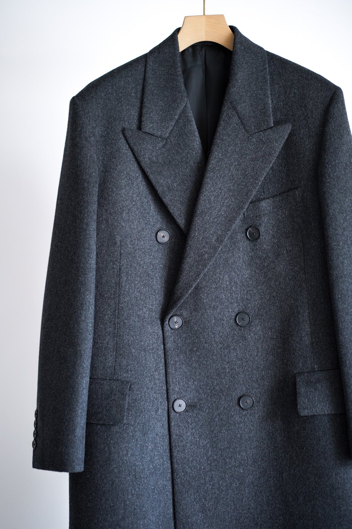 CASHMERE MOLESKIN DOUBLE-BREASTED COAT