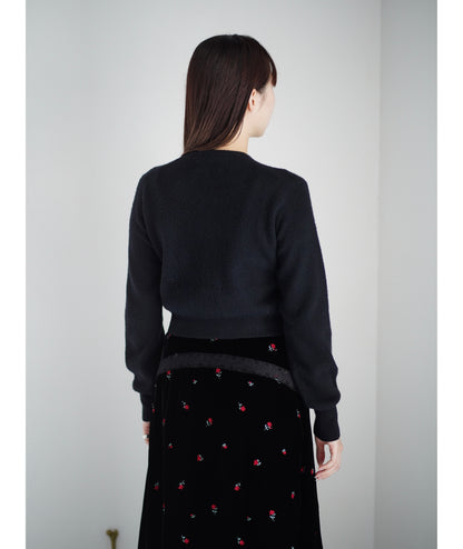 SUPER FINE WOOL MILLED KNIT MINI CARDIGAN
