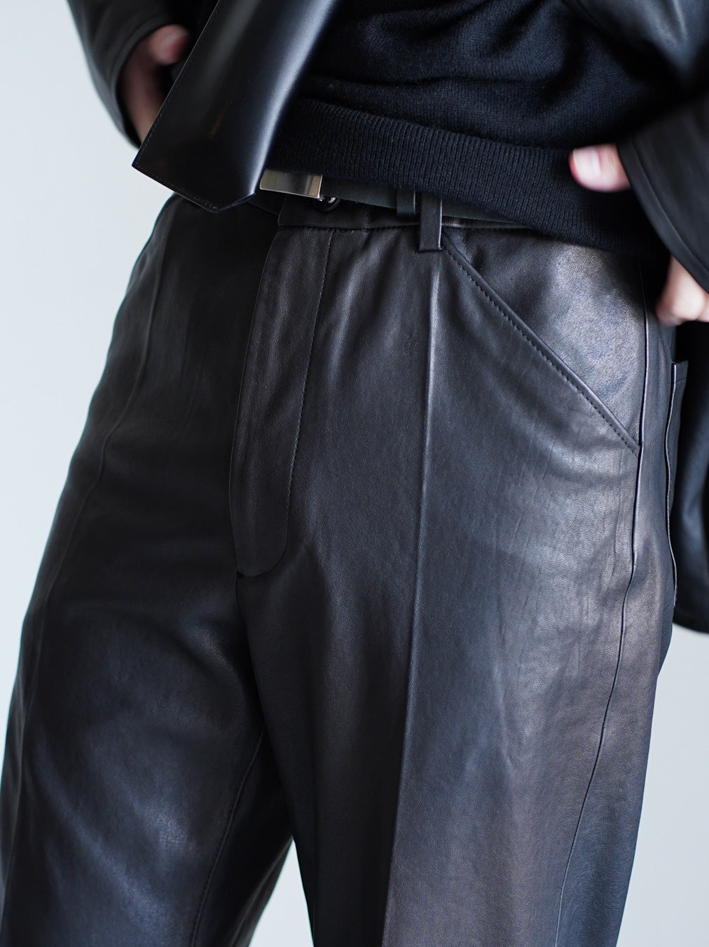 TEXTURED LAMB LEATHER PANTS