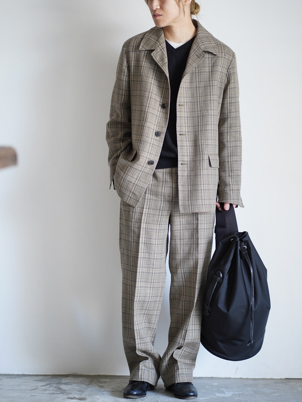SILK LINEN NEP CHECK JACKET