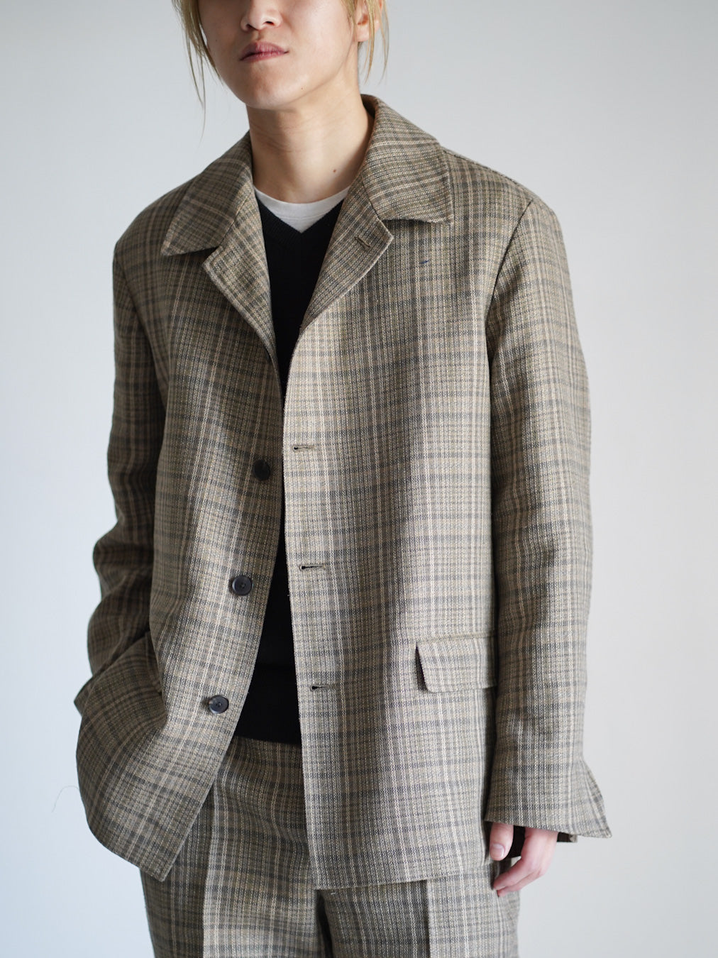 SILK LINEN NEP CHECK JACKET