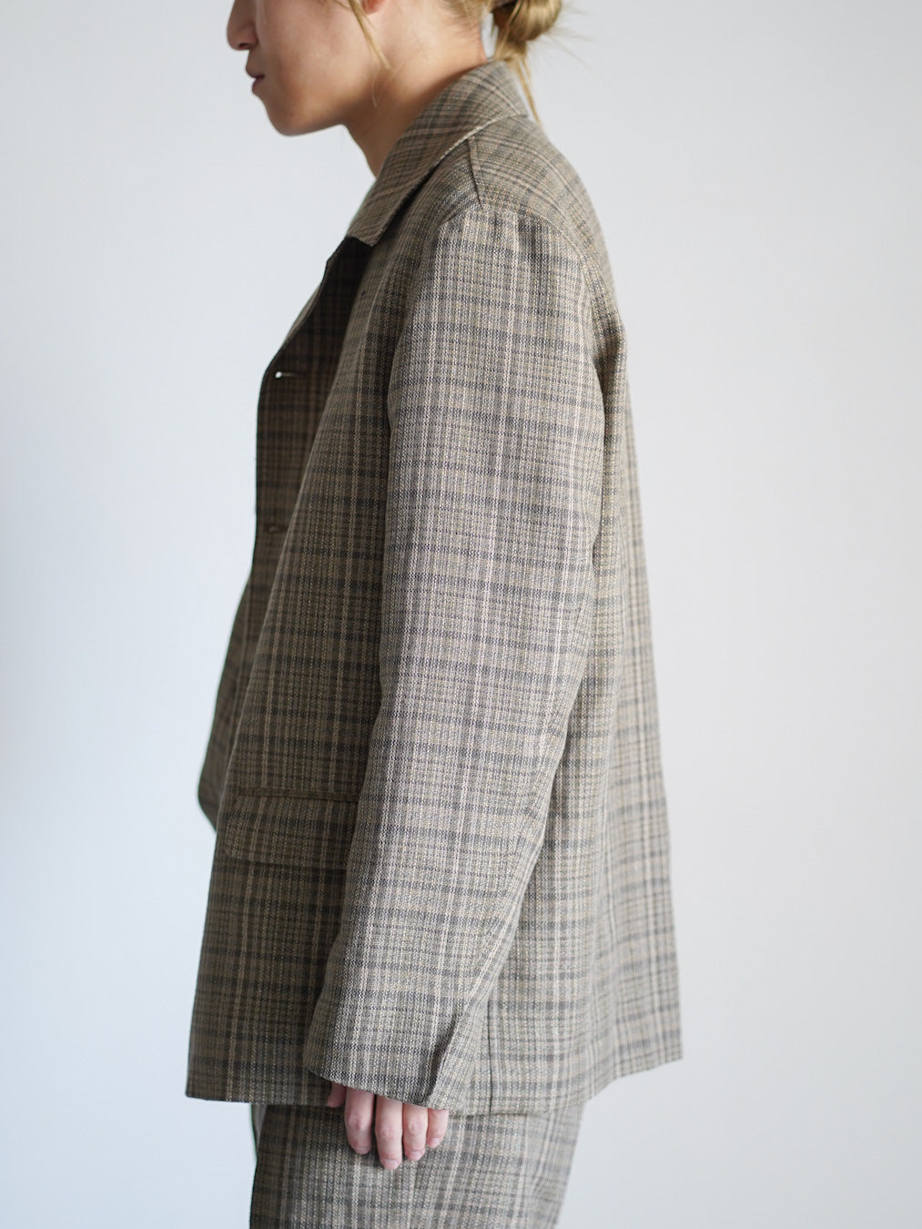SILK LINEN NEP CHECK JACKET