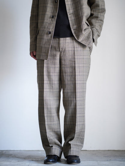 SILK LINEN NEP CHECK SLACKS
