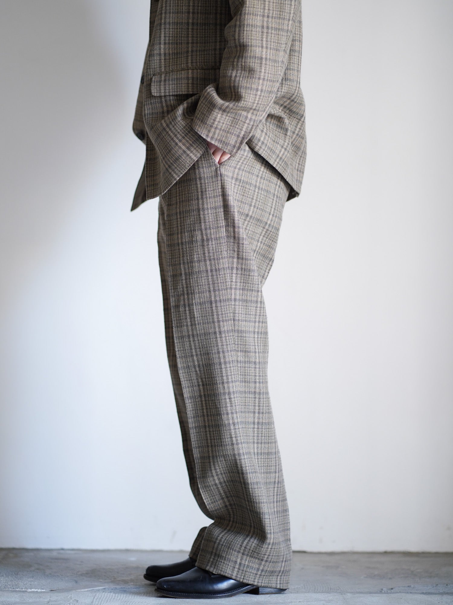 AURALEE | SILK LINEN NEP CHECK SLACKS – イデアル公式オンラインショップ